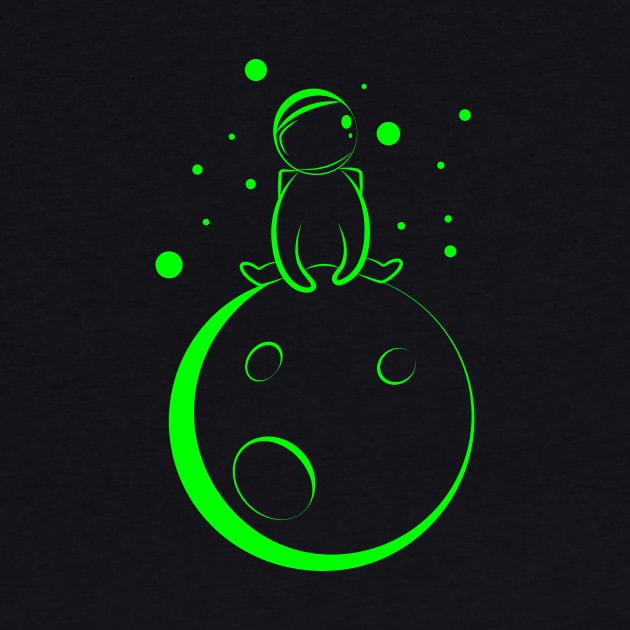 Green Astronaut Sitting On the Moon by Mrspacemanz